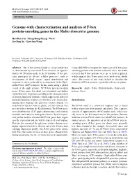 Genome-Wide Characterization and Analysis of F-Box Protein-Encoding