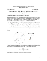 In-Class Problems 23-24: Harmonic Oscillation and Mechanical Energy: Solution