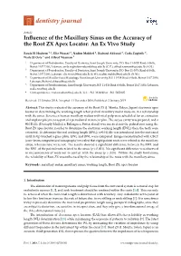 Influence of the Maxillary Sinus on the Accuracy of the Root ZX Apex Locator
