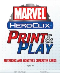 MUTATIONS and MONSTERS CHARACTER CARDS Original Text