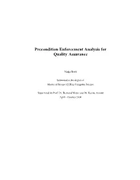 Precondition Enforcement Analysis for Quality Assurance