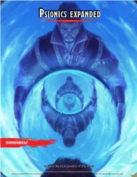 Psionics Expanded Psionics Expanded Psionics