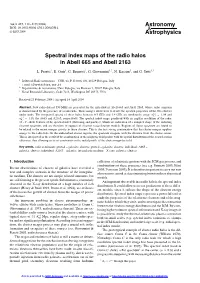 Spectral Index Maps of the Radio Halos in Abell 665 and Abell 2163