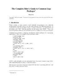 The Complete Idiot's Guide to Common Lisp Packages1