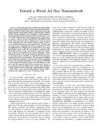 Toward a Wired Ad Hoc Nanonetwork
