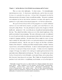 An Introduction to Late British Associationism and Its Context This Is a Story About Philosophy. Or About Science