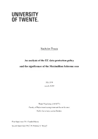 Bachelor Thesis an Analysis of the EU Data Protection Policy and The