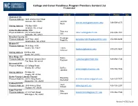 College and Career Readiness Program Providers Contact List FY 2020-2021