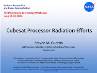 Cubesat Processor Radiation Efforts