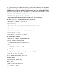Fast Food Trivia Questions and Answers 1