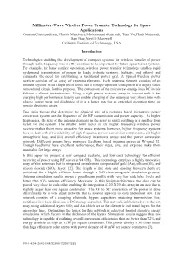 Millimeter-Wave Wireless Power Transfer Technology for Space