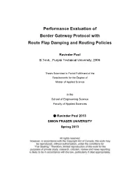 Performance Evaluation of Border Gateway Protocol with Route Flap Damping and Routing Policies