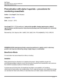 Premedication with Alpha-2 Agonists – Procedures for Monitoring Anaesthetic