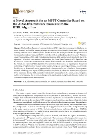 A Novel Approach for an MPPT Controller Based on the ADALINE Network Trained with the RTRL Algorithm
