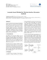 Anomaly Based Method for Martian Surface Dynamics Analysis