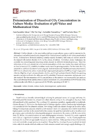 Determination of Dissolved CO2 Concentration in Culture Media: Evaluation of Ph Value and Mathematical Data