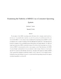 Examining the Viability of MINIX 3 As a Consumer Operating