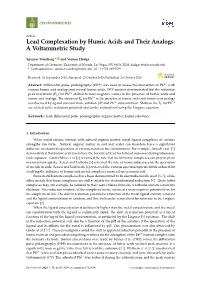 Lead Complexation by Humic Acids and Their Analogs: a Voltammetric Study