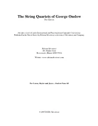 The String Quartets of George Onslow First Edition