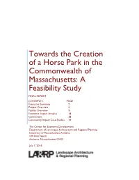 Towards the Creation of a Horse Park in the Commonwealth of Massachusetts