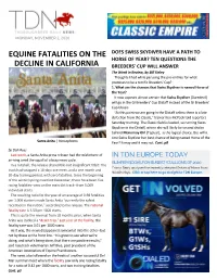 Equine Fatalities on the Decline in California