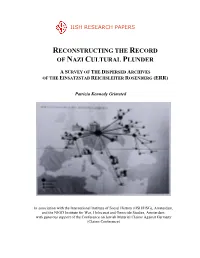 Reconstructing the Record of Nazi Cultural Plunder