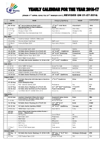BAI Caledar As on 01-07-2016