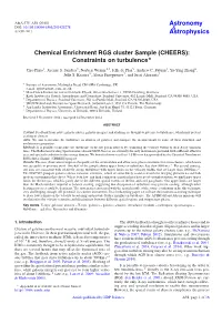 CHEERS): Constraints on Turbulence
