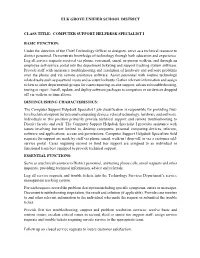 Computer Support Helpdesk Specialist I Basic Function