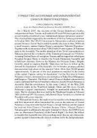 Conflicting Autonomist and Independentist Logics in French Polynesia