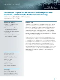 Direct Analysis of Opioids and Metabolites in Oral Fluid by Mixed-Mode Μelution SPE Combined with UPLC-MS/MS for Forensic Toxicology Jonathan P