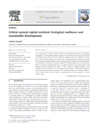 Ecological Resilience and Sustainable Development