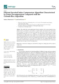Efficient Inverted Index Compression Algorithm Characterized by Faster