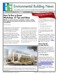 Environmental Building Newstm the Leading Source for Environmentally Responsible Design & Construction