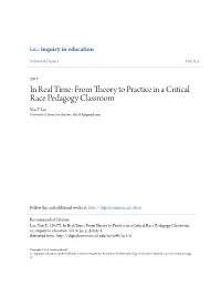 From Theory to Practice in a Critical Race Pedagogy Classroom Van T