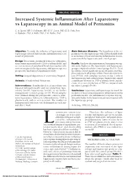Increased Systemic Inflammation After Laparotomy Vs Laparoscopy in an Animal Model of Peritonitis