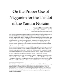 On the Proper Use of Niggunim for the Tefillot of the Yamim Noraim