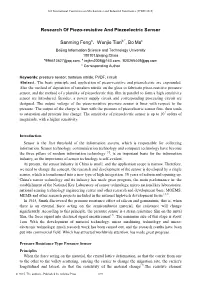 Research of Piezo-Resistive and Piezoelectric Sensor Sanming Feng A