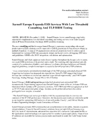 Sarnoff Europe Expands ESD Services with Low Threshold Consulting and TLP/HBM Testing