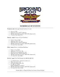 Schedule of Events