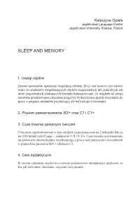 Sleep and Memory