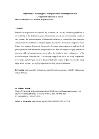 Travel Behaviour Vis-À-Vis Intermodality: Greece As a Case