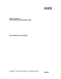 WORD PROCESSING APPLICATIONS and REFERENCE GUIDE