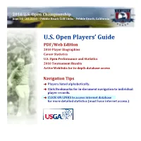 2010 U.S. Open Championship Players' Guide