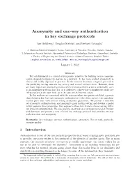 Anonymity and One-Way Authentication in Key Exchange Protocols