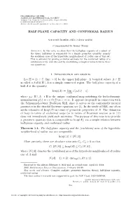 Half-Plane Capacity and Conformal Radius