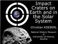 Impact Craters on Earth and in the Solar System Christian KOEBERL