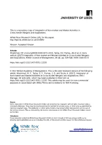 Integration of Non-Market and Market Activities in Cross-Border Mergers and Acquisitions