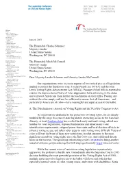 Letter to Senate Leadership on Voting Rights
