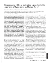 Neuroimaging Evidence Implicating Cerebellum in the Experience of Hypercapnia and Hunger for Air